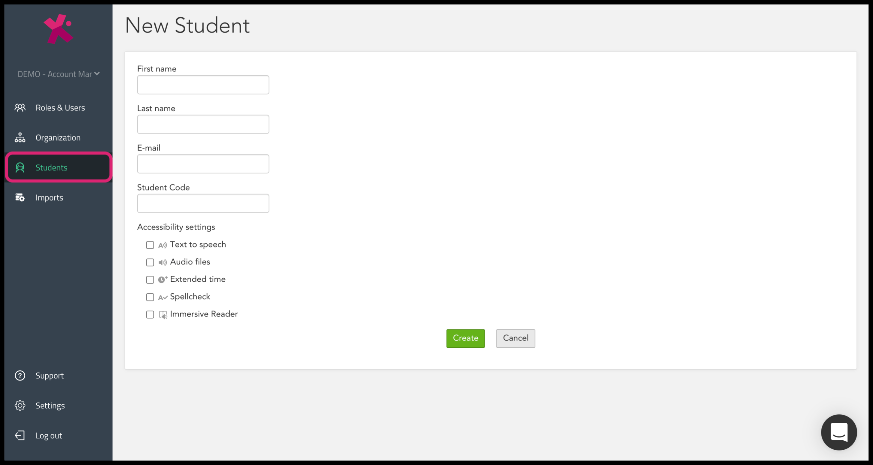 Create a Student Account